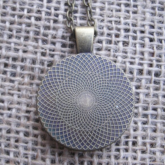 Vine Pentacle Glass Cabochon Pendant Necklace - Picture 4 of 12